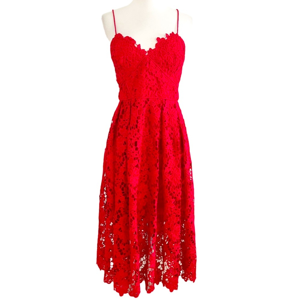 Anthropologie red lace dress